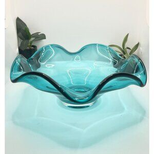 Lenox Organics Wave Turquoise Non-Lead Crystal Low Bowl